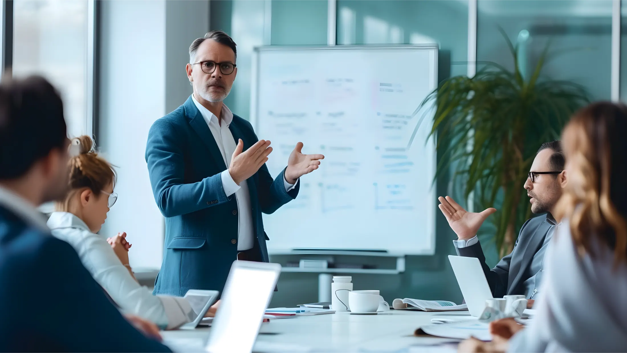 Incident response team coordinating around a table